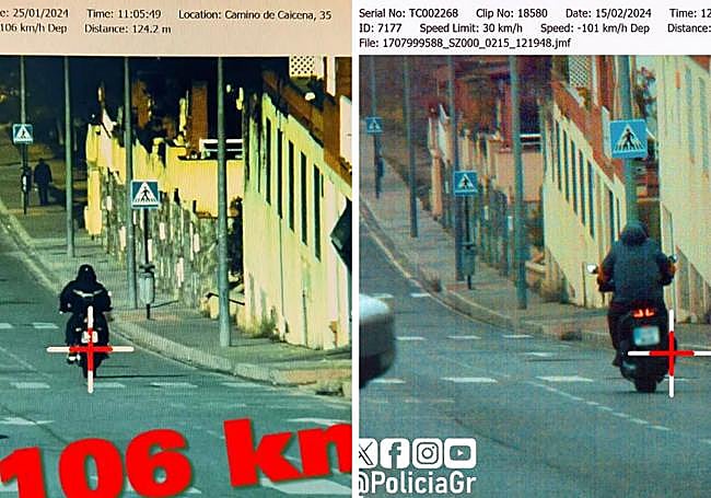 A la izquierda, la moto cazada el pasado 24 enero de enero; a la derecha, la moto cazada este jueves.