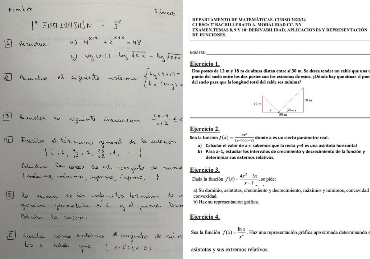 Examen de 1995 frente a uno de 2024.