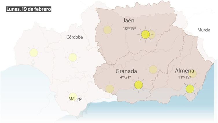 El tiempo en Andalucía para la semana del 19 al 23 de febrero