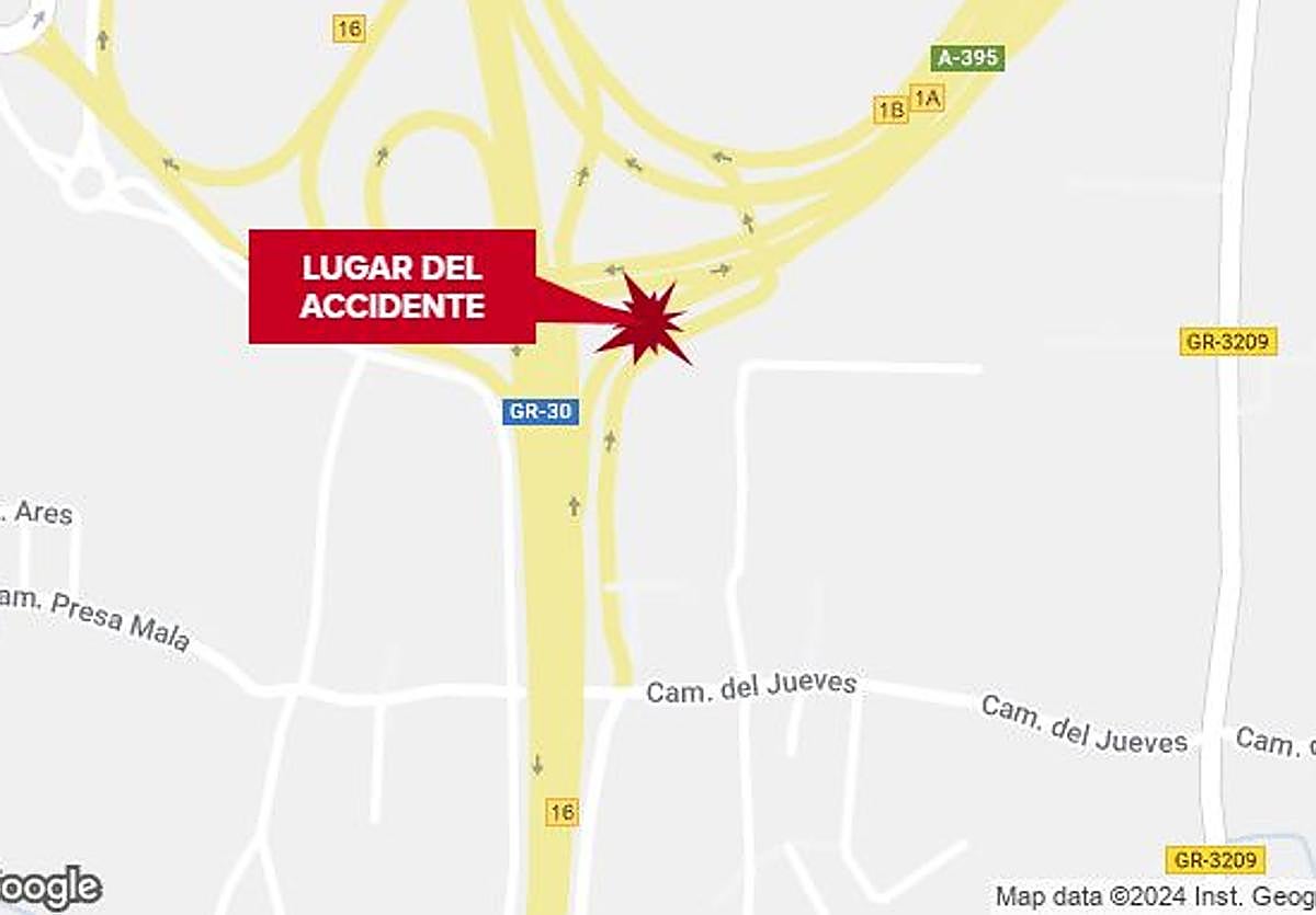 Lugar del accidente, en la GR-30 de Granada.