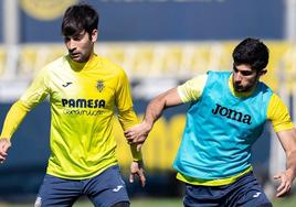 Manu Trigueros y Gonzalo Guedes, durante un entrenamiento reciente.