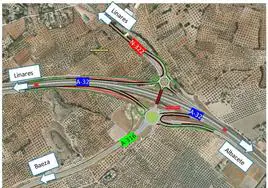 En colores, actuaciones para completar la conexión de la Autovía del Olivar (A-316) y la A-32.