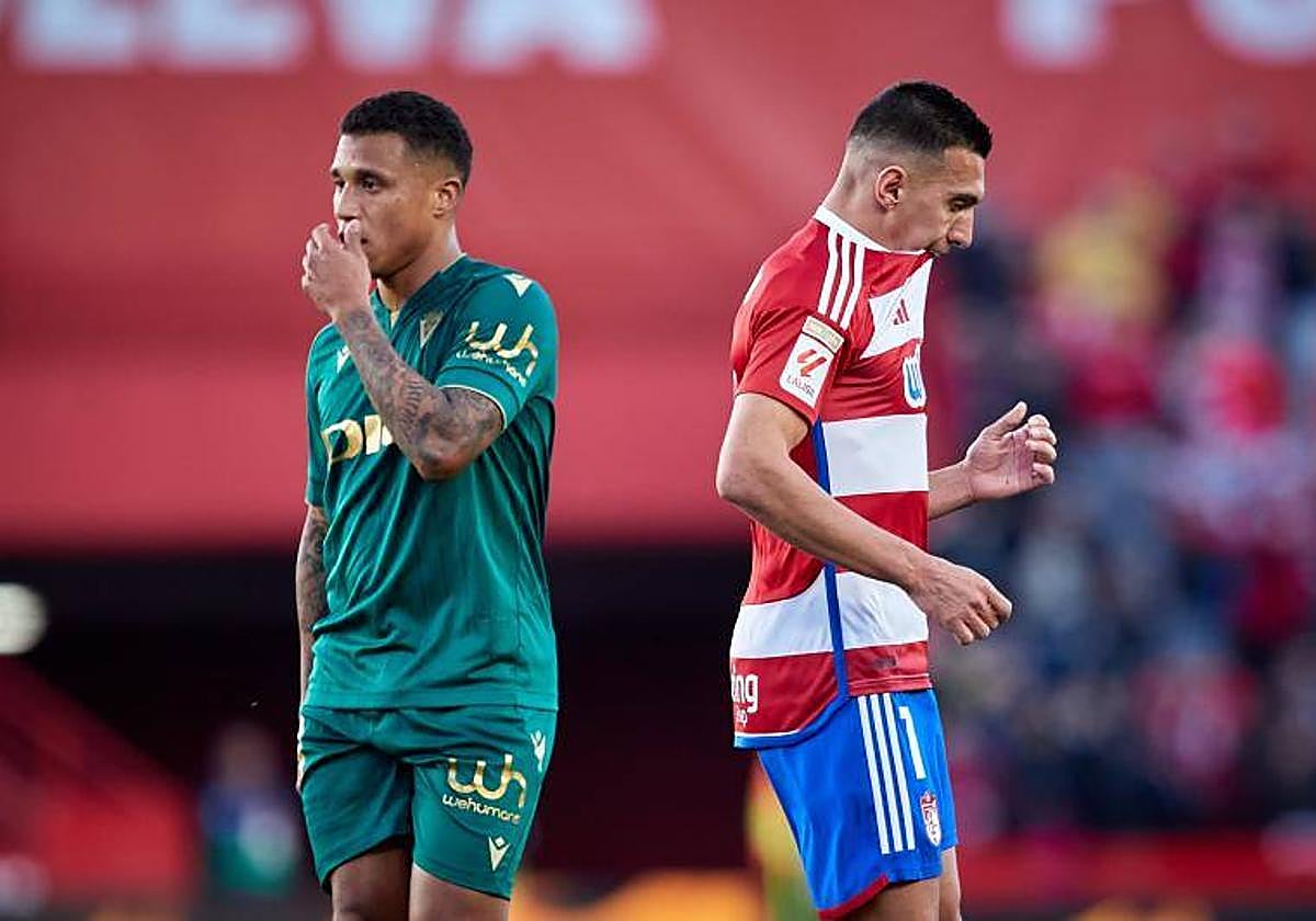 Machís y Uzuni, en el Granada - Cádiz de la primera vuelta.