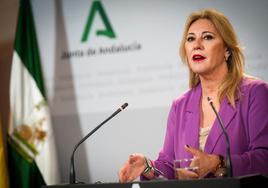 La consejera de Economía, Hacienda, y Fondos Europeos, Carolina España, durante la rueda de prensa posterior al Consejo de Gobierno.