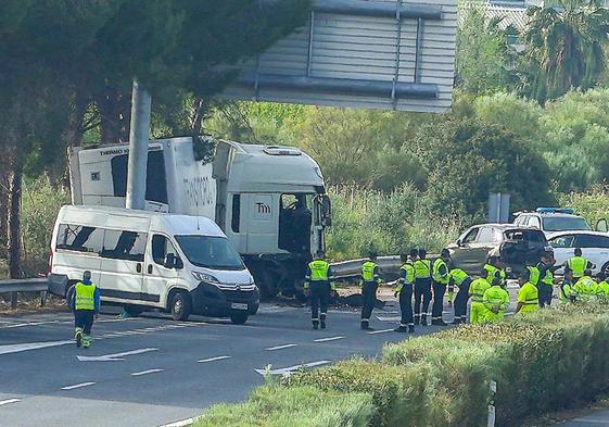 Imagen del accidente registrado este martes en Los Palacios Villafranca.