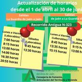 Actualización de horarios de la líneas La Guardia-Jaén.