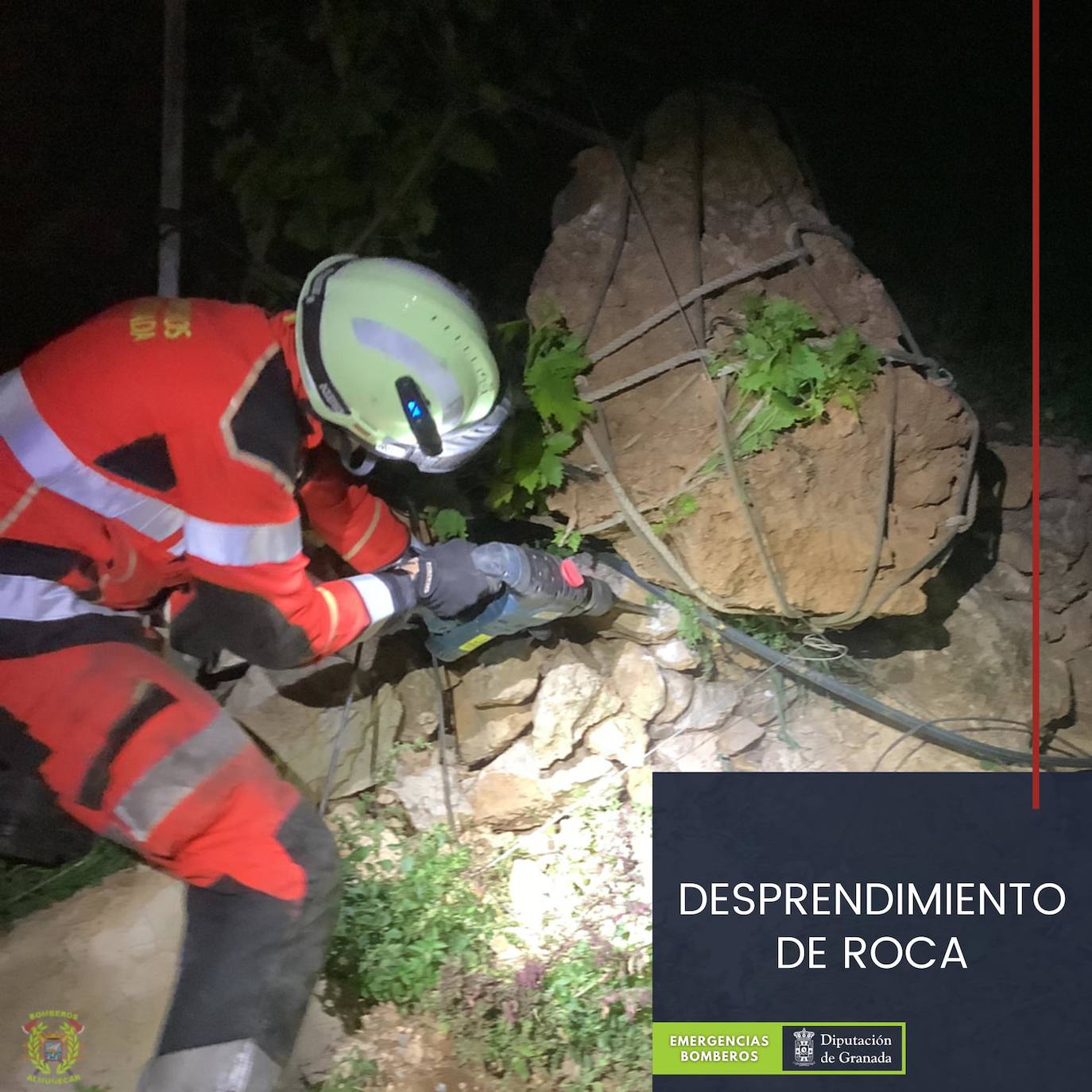 Cae una gran roca sobre el cementerio de Otívar