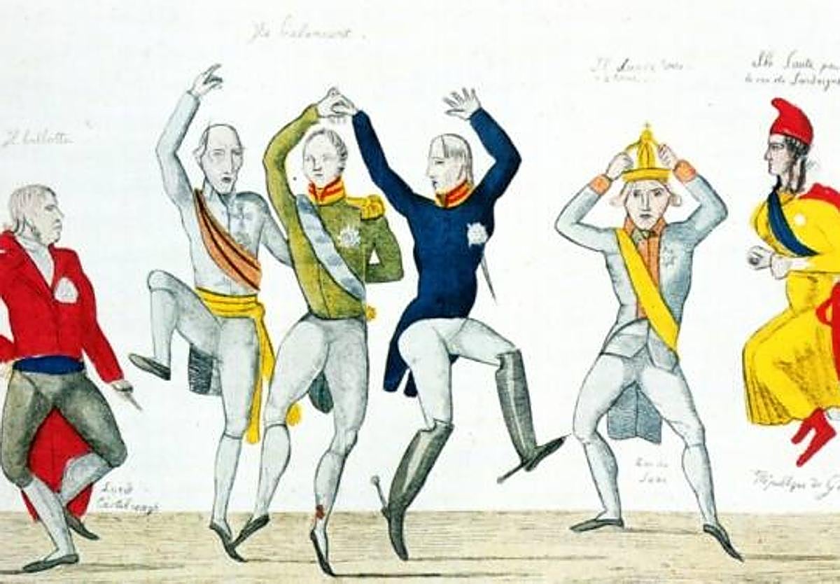 Parodia del Congreso de Viena (1814-185), que iba a rediseñar la Europa de después de Napoleón.