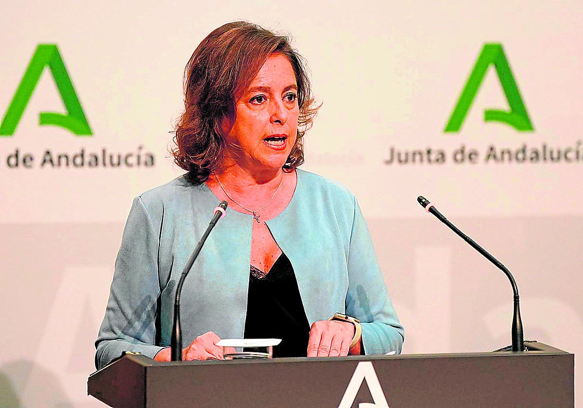 La consejera de Salud y Consumo de la Junta, Catalina García, en la presentación de la estrategia.