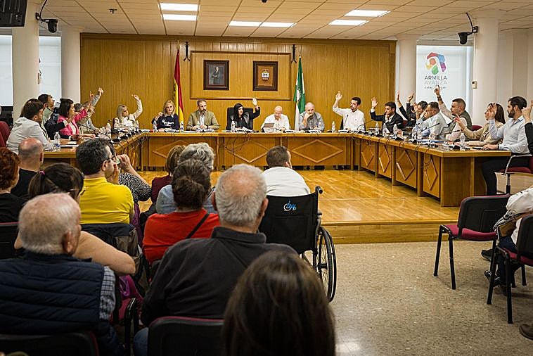 Momento de la votación en la sesión plenaria celebrada en Armilla la tarde de este lunes.