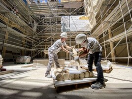 Obras de restauración en el Hospital Real, que se financiaron con cargo al Plan Alhambra.