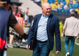 Pepe Mel en su debut como entrenador del Almería en el Estadio de Gran Canaria.