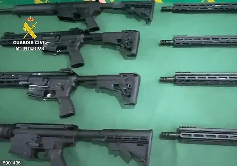 Armas decomisadas en la operación en Granada y Málaga