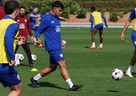 Marcos Peña en el entrenamiento de ayer.