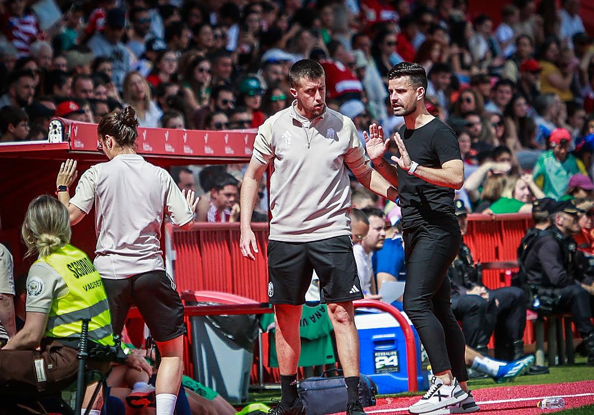 Roger Lamesa, en el partido ante el Atlético de Madrid en Los Cármenes.