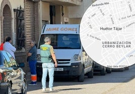 Guardia civil y sanitarios, en la calle de Huétor Tájar donde ha ocurrido el suceso.