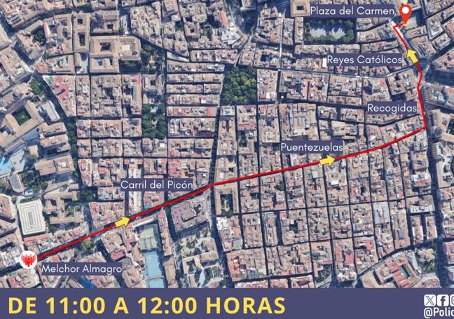 Itinerario de la manifestación de los trabajadores del estacionamiento regulado (ORA)