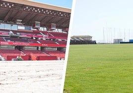 El césped de Los Cármenes se encuentra ya en la Ciudad Deportiva del Granada.