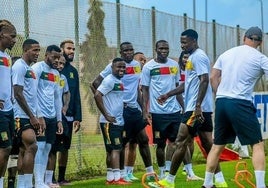 Martin Hongla, durante un entrenamiento estos días.