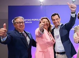 Moreno, con los europarlamentarios Juan Ignacio Zoido y Carmen Crespo, en el comité ejecutivo.