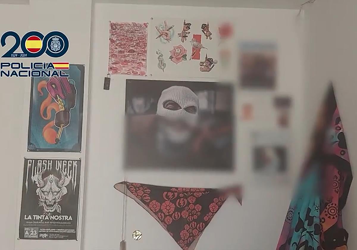 Habitación de uno de los Trinitarios detenidos en Granada.