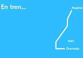 Imagen de la 'cobra' con la que Jaén Merece Más ilustró la desconexión AVE de Jaén.