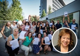 Marisa Casas (a la derecha) y el grupo de trabajadores temporales celebrando la sentencia.