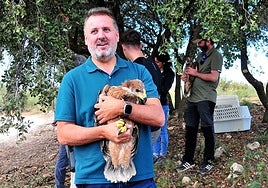 Cría de un águila imperial en Granada.