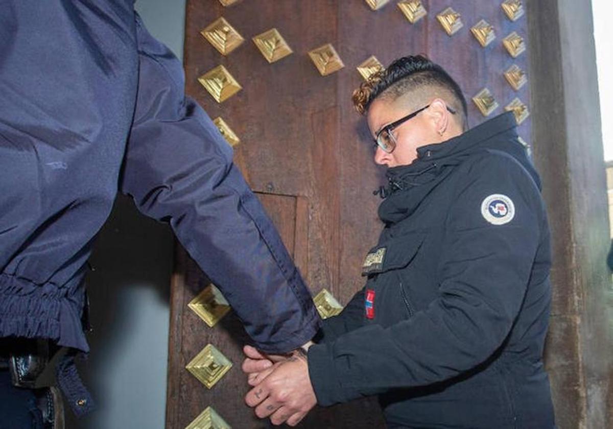 La asesina entra en la Audiencia de Granada.