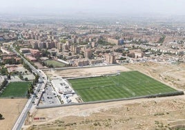 Vista aérea de la Ciudad Deportiva durante la obra de la segunda fase.