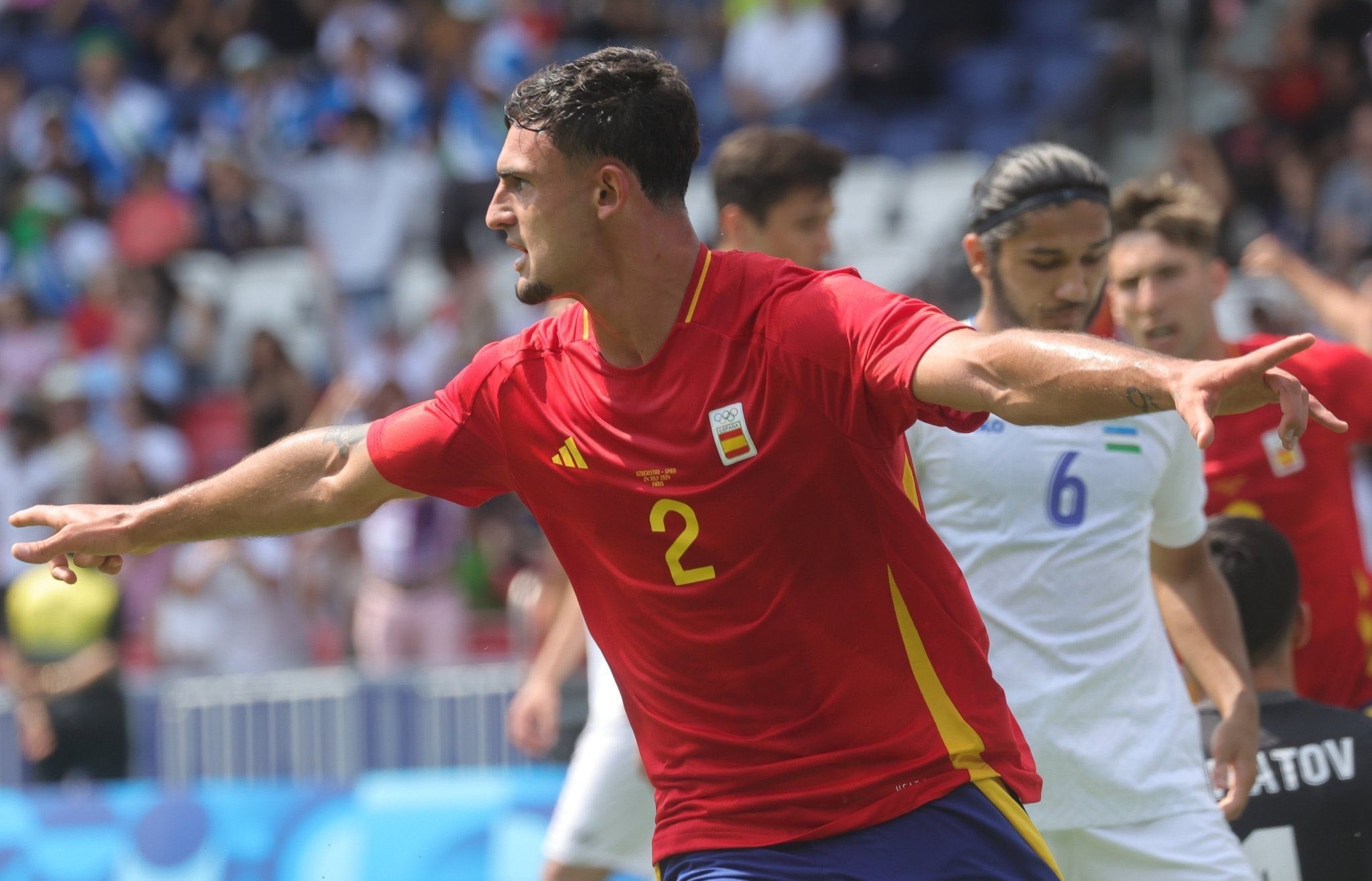 Pubill celebrando su gol contra Uzbekistán en los JJOO