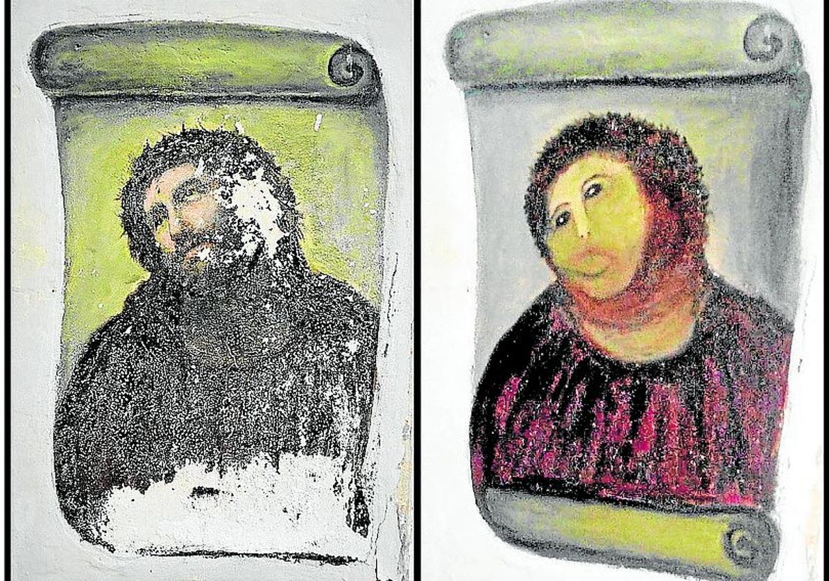 Evolución del fresco del Santuario de la Misericordia.