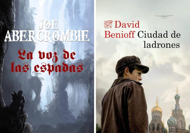 Portadas de las novelas de Abercrombie y Benioff.