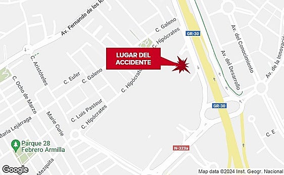 Zona donde ha tenido lugar el accidente en la GR-30.