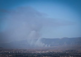 Incendio en Padul visto desde Granada.