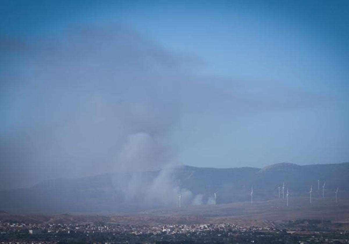 Incendio en Padul visto desde Granada.