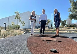 Mari Carmen Angulo, Alfonso García e Isabel Cano-Caballero en la zona del Jaén Plaza.