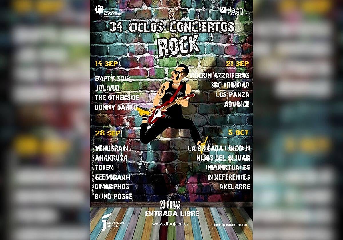 Cartel de los 34 Ciclos de Conciertos de Rock.