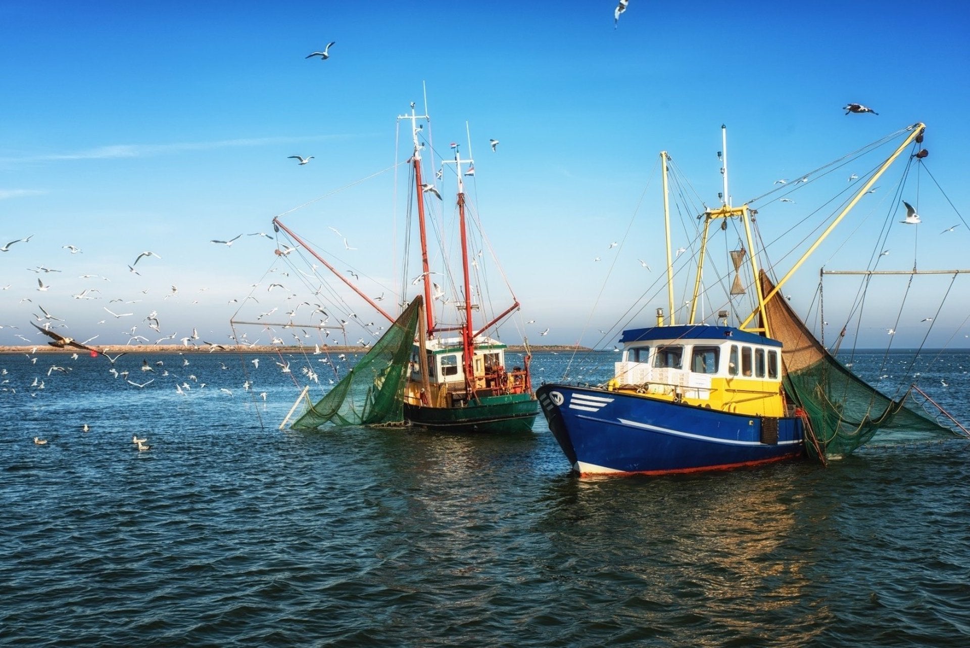 Barcos de pesca andaluces faenando con sus redes de captura.