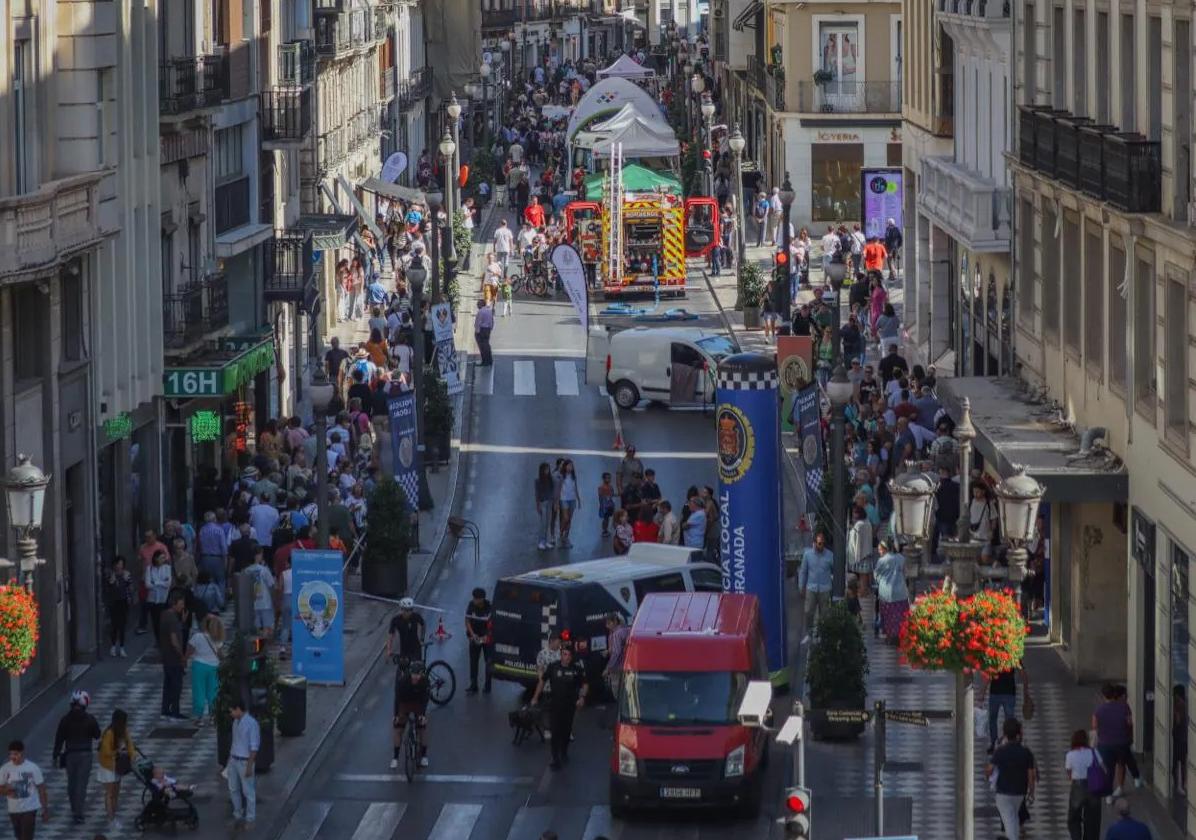 Imagen del último fin de semana de peatonalización del centro de Granada.