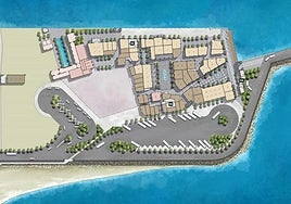 Recreación de la terminal de cruceros en el dique del puerto de Motril.