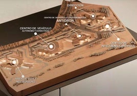 Maqueta del campus principal del Cetedex, con los cinco edificios a construir.