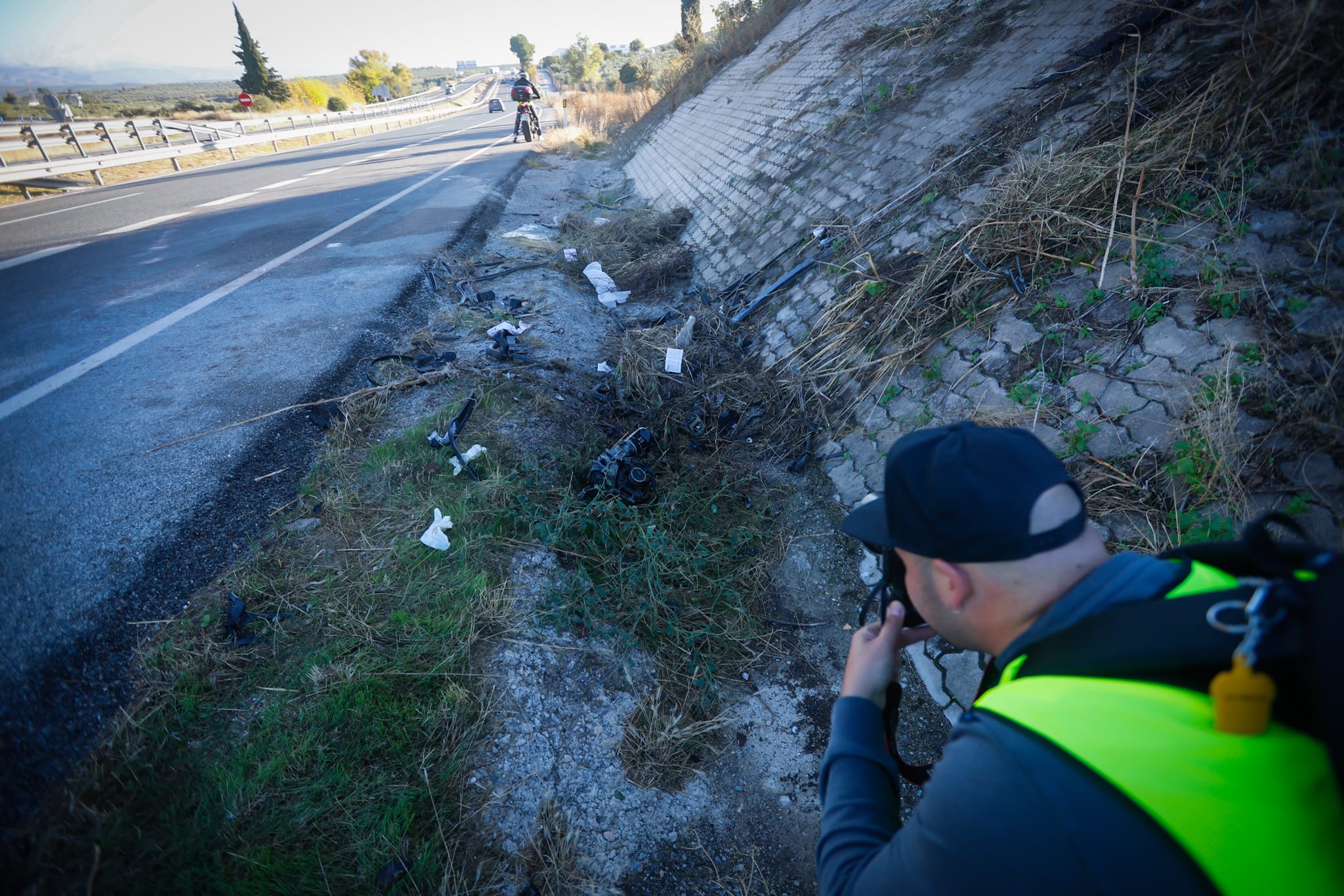 El lugar del accidente mortal de la A-92 en Moraleda de Zafayona