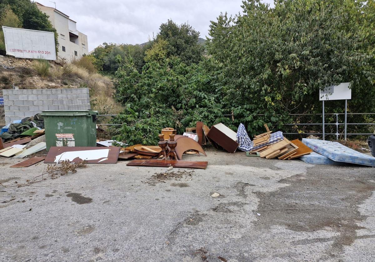 Basura acumulada en las calles de Vélez de Benaudalla.