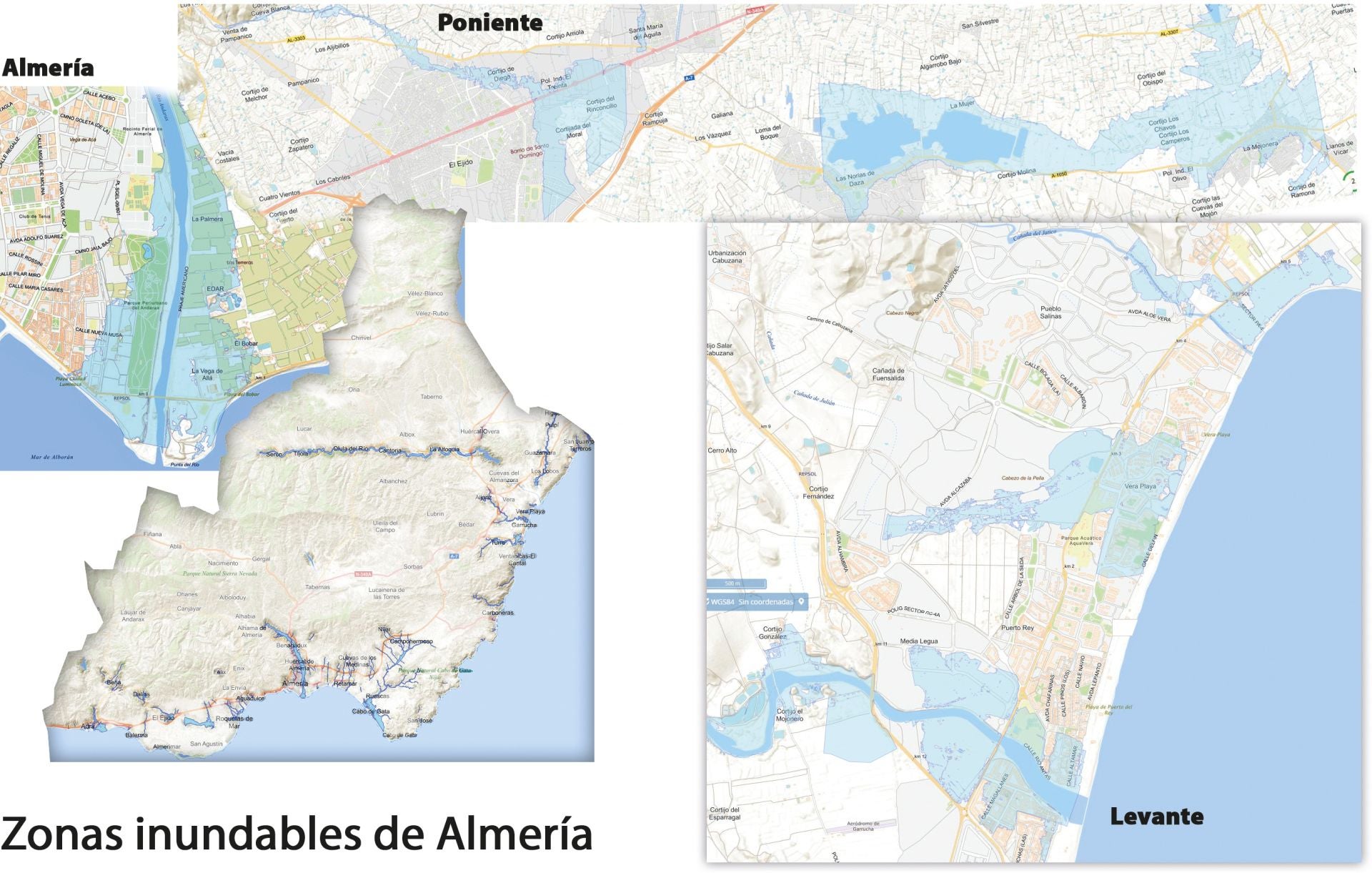 Mapa de las Zonas Inundables de Almería publicado en el Portal Ambiental de Andalucía.