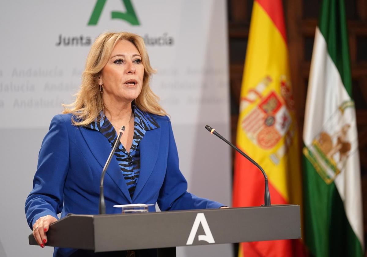 Carolina España en rueda de prensa tras el Consejo de Gobierno.