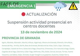 Suspenden las clases en la Costa, Granada capital y todos los centros de la cuenca del Genil