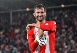 Baptistao celebrando el gol de la victoria ante el Deportivo de la Coruña