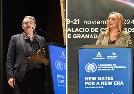 Antonio Sanz y Marifrán Carazo en el II Congreso de Inteligencia Artificial de Andalucía.