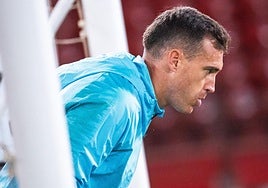 Fernando durante un entrenamiento con el Almería